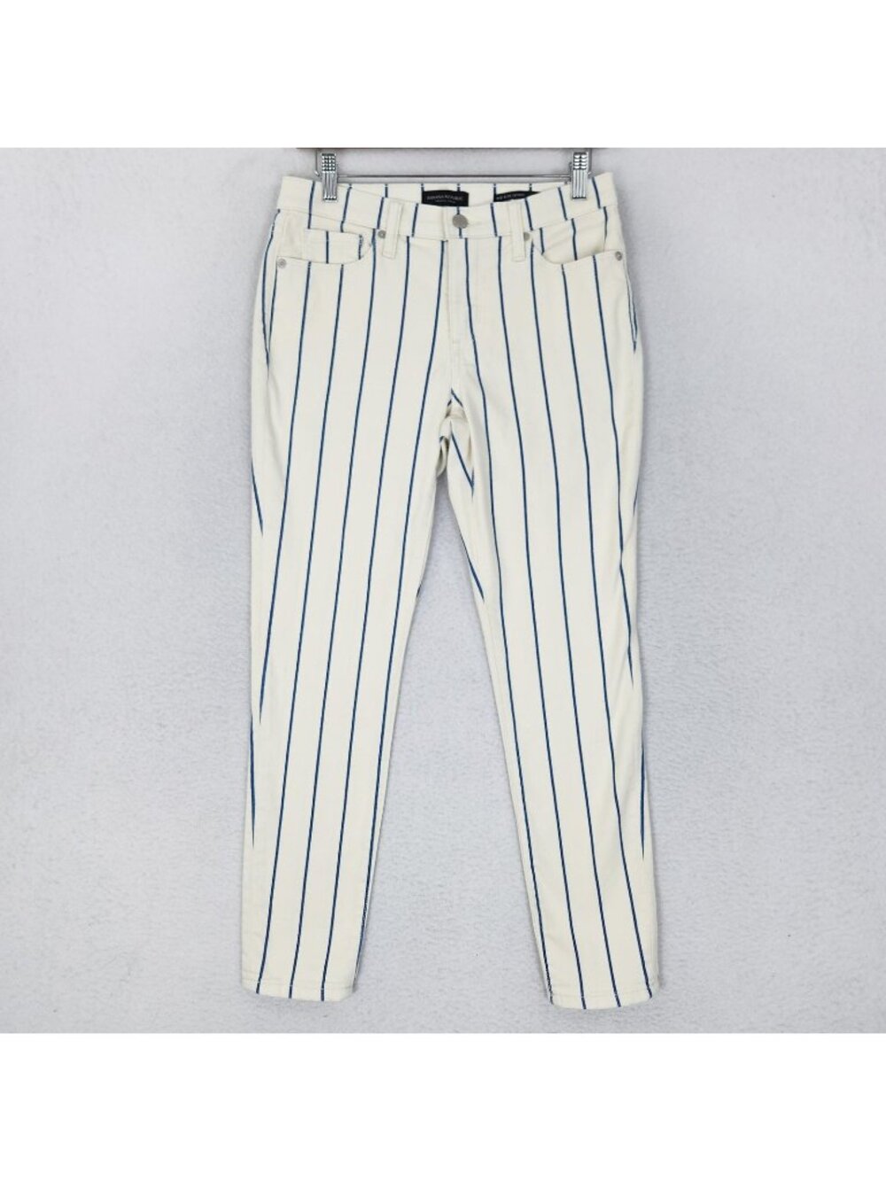 Banana Republic Jeans Womens 28 Off White Mid Rise Skinny Striped Stretch Denim
